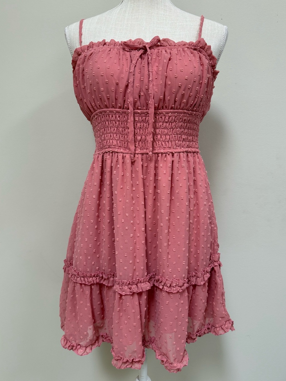 Altrd State Smocked Ruffle Spaghetti-Strap Dress in Dusty Rose
